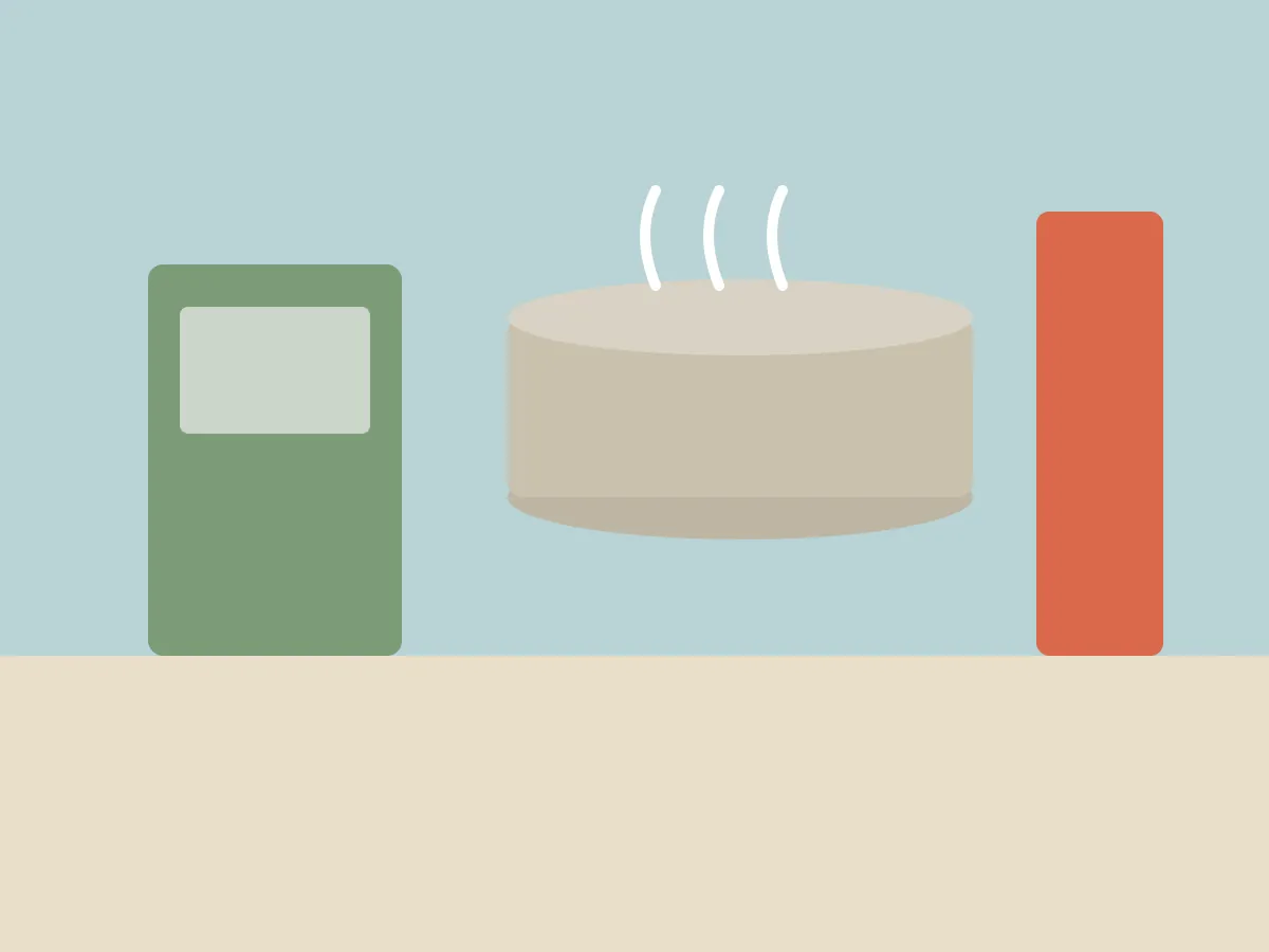 Illustrated kitchen with simmering pot